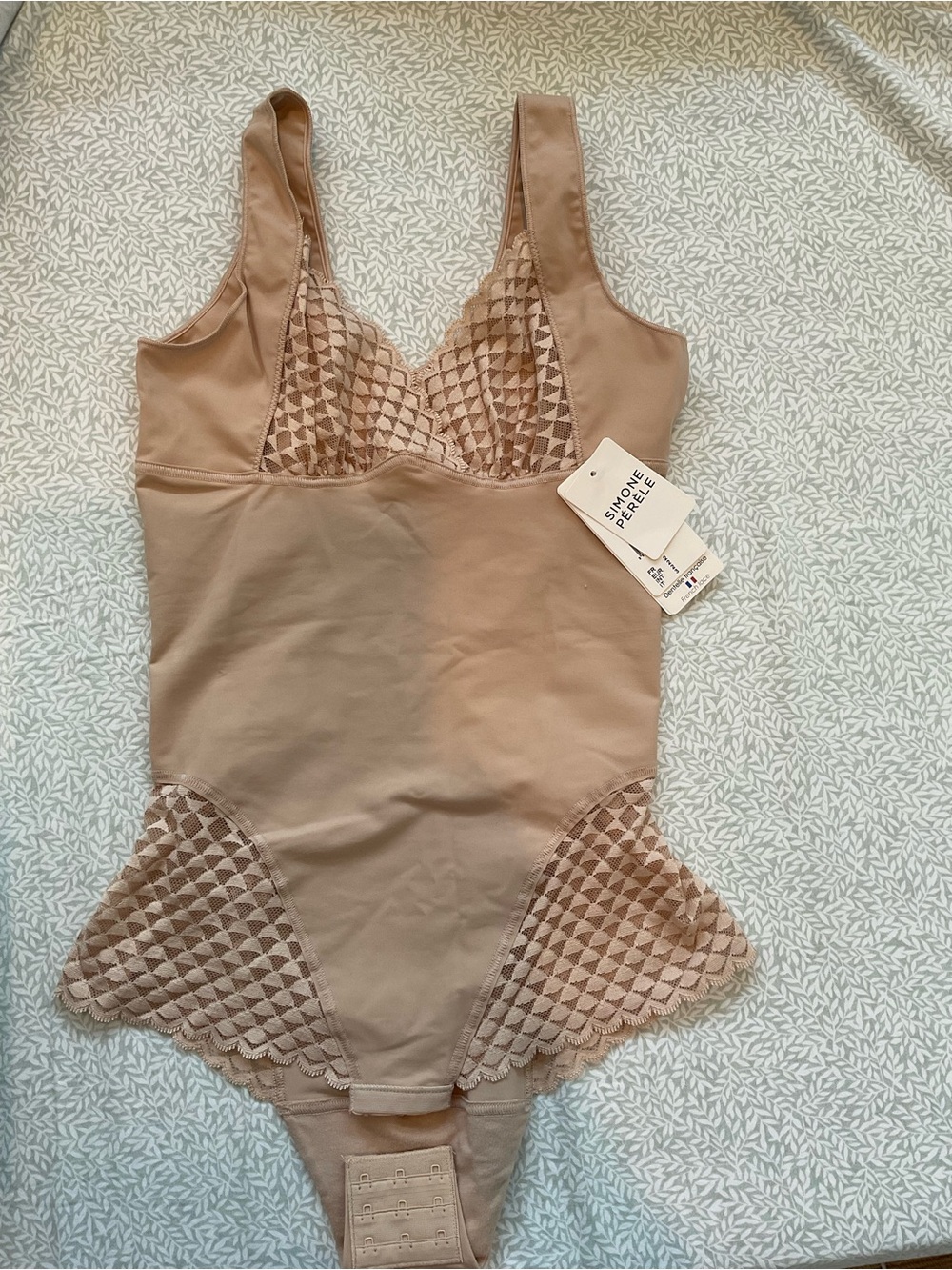 Simone Perele Taupe Lace-Trim Shaping Bodysuit